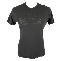 DSQUARED2 Size XXL Black Graphic Cotton Crew-Neck T-shirt