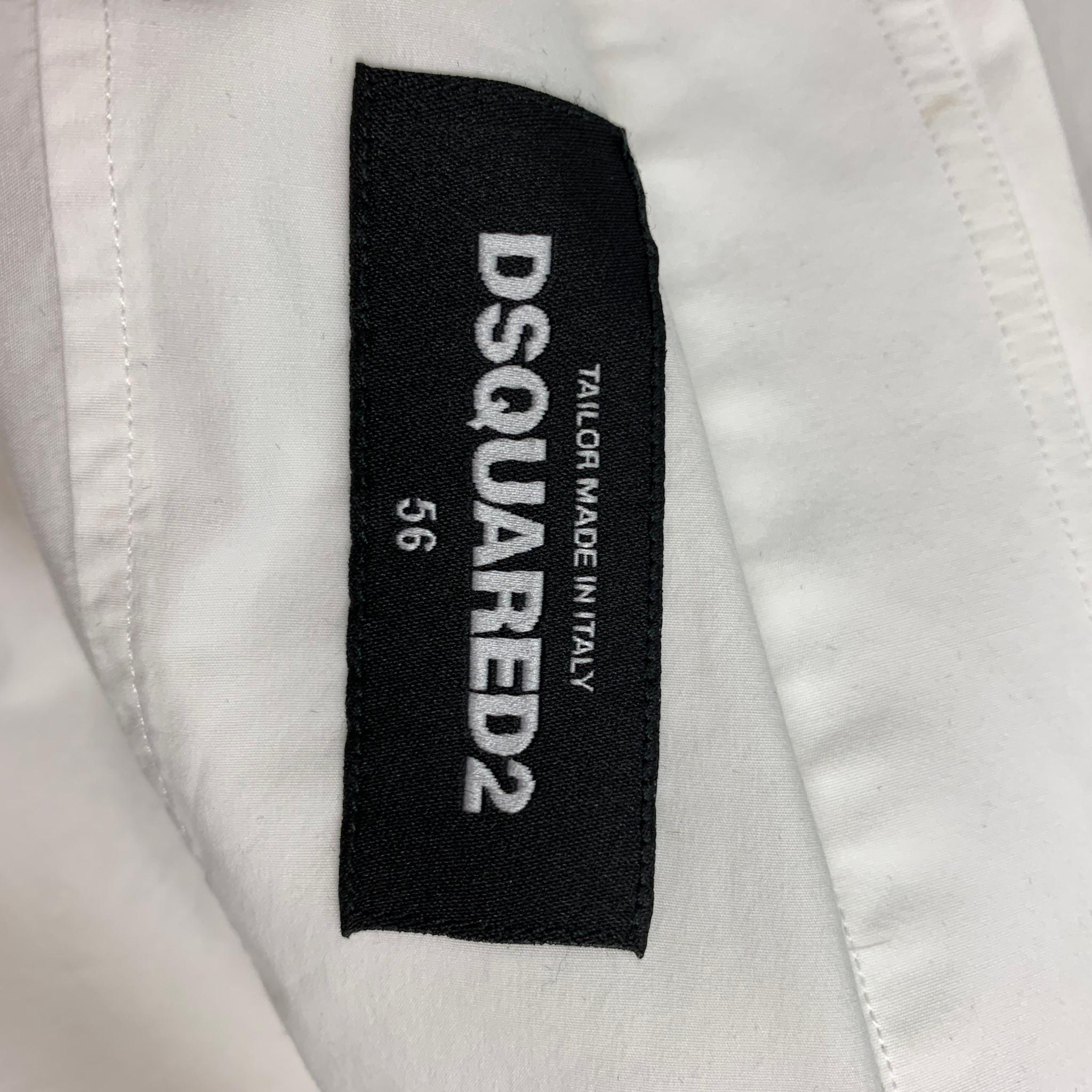 Men's DSQUARED2 Size XXL White Cotton Tuxedo Long Sleeve Shirt