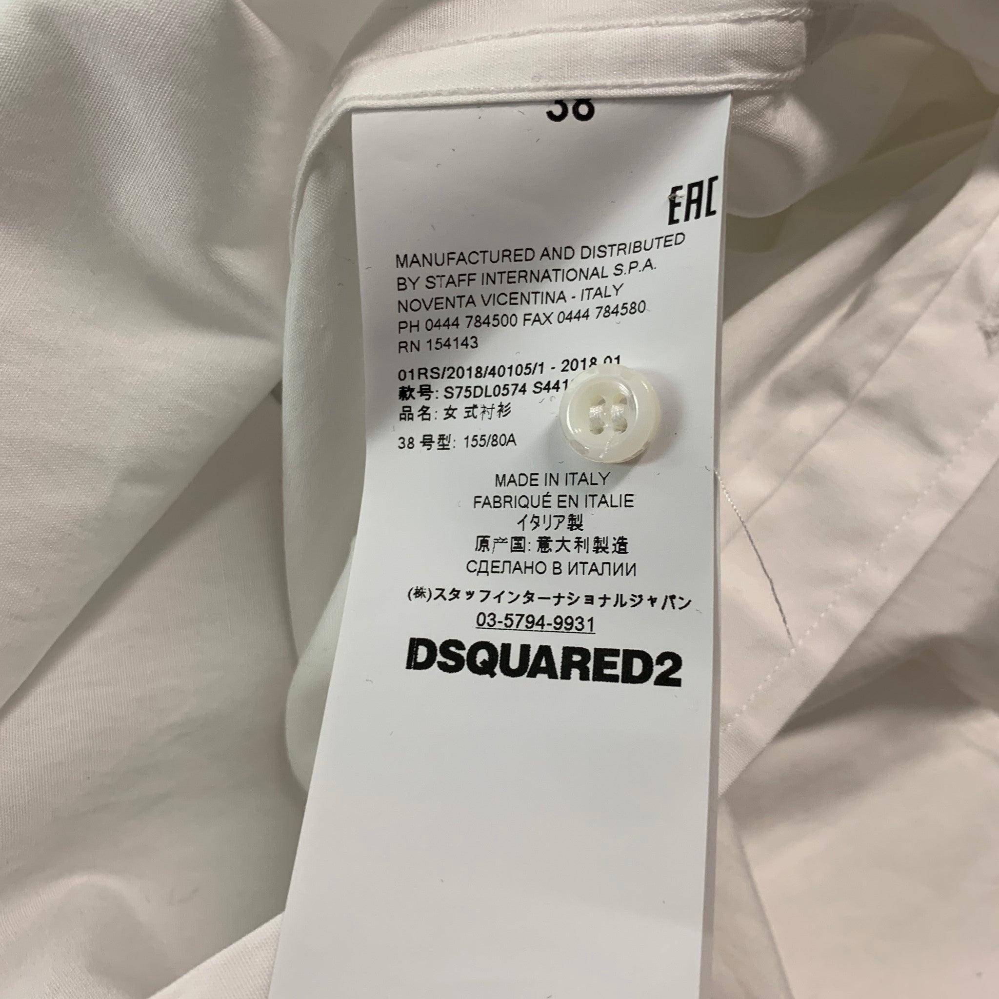 DSQUARED2 Size XXS White Cotton Button Up Shirt For Sale 3