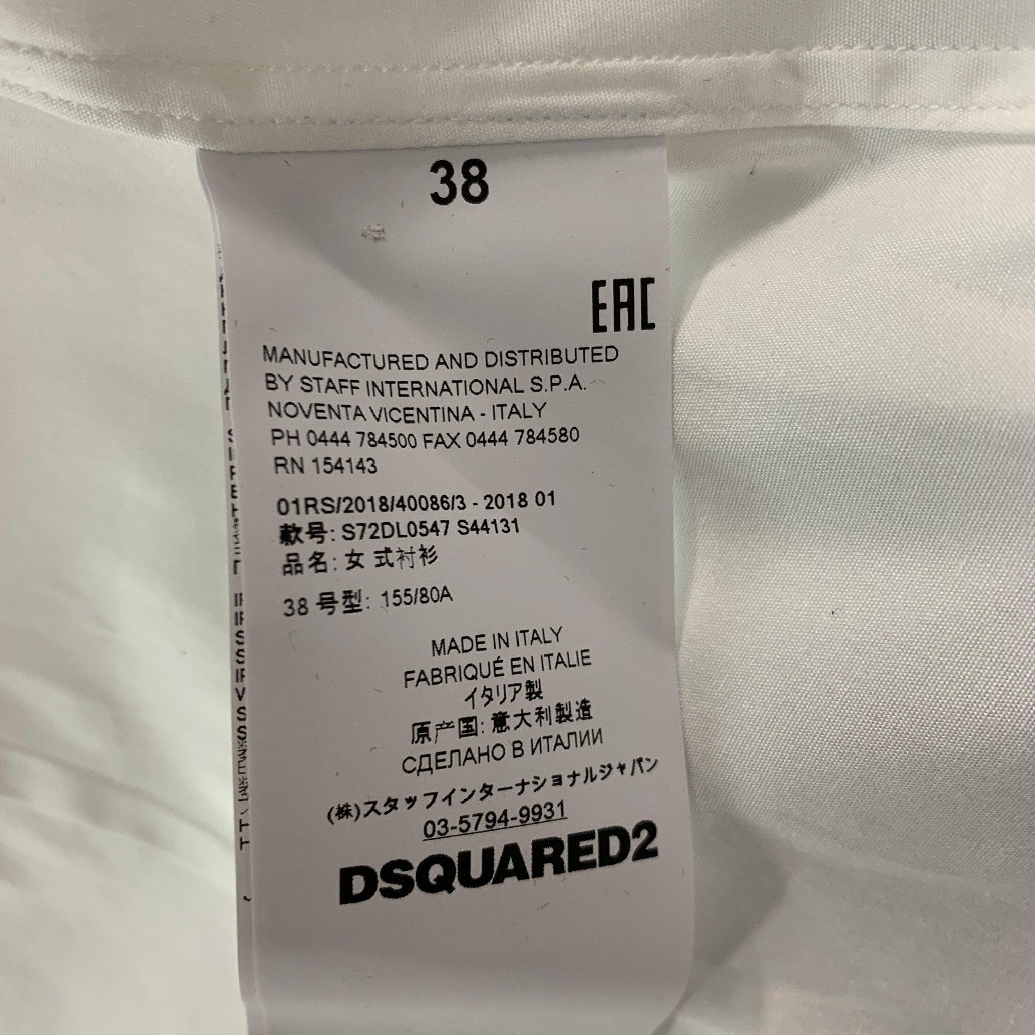 DSQUARED2 Size XXS White Cotton Solid Button Down Shirt 1