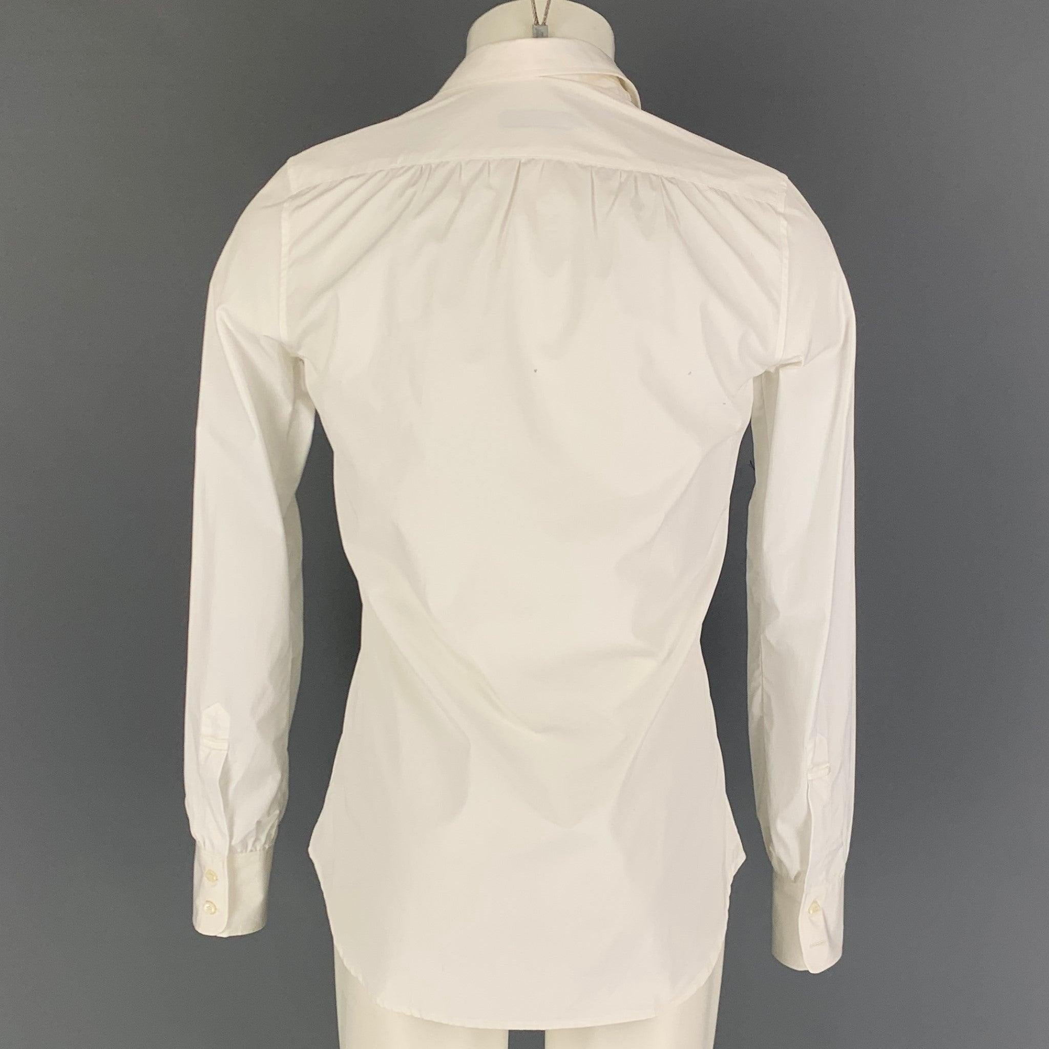 DSQUARED2 Size XXS White Cotton Tuxedo Long Sleeve Shirt In Good Condition For Sale In San Francisco, CA