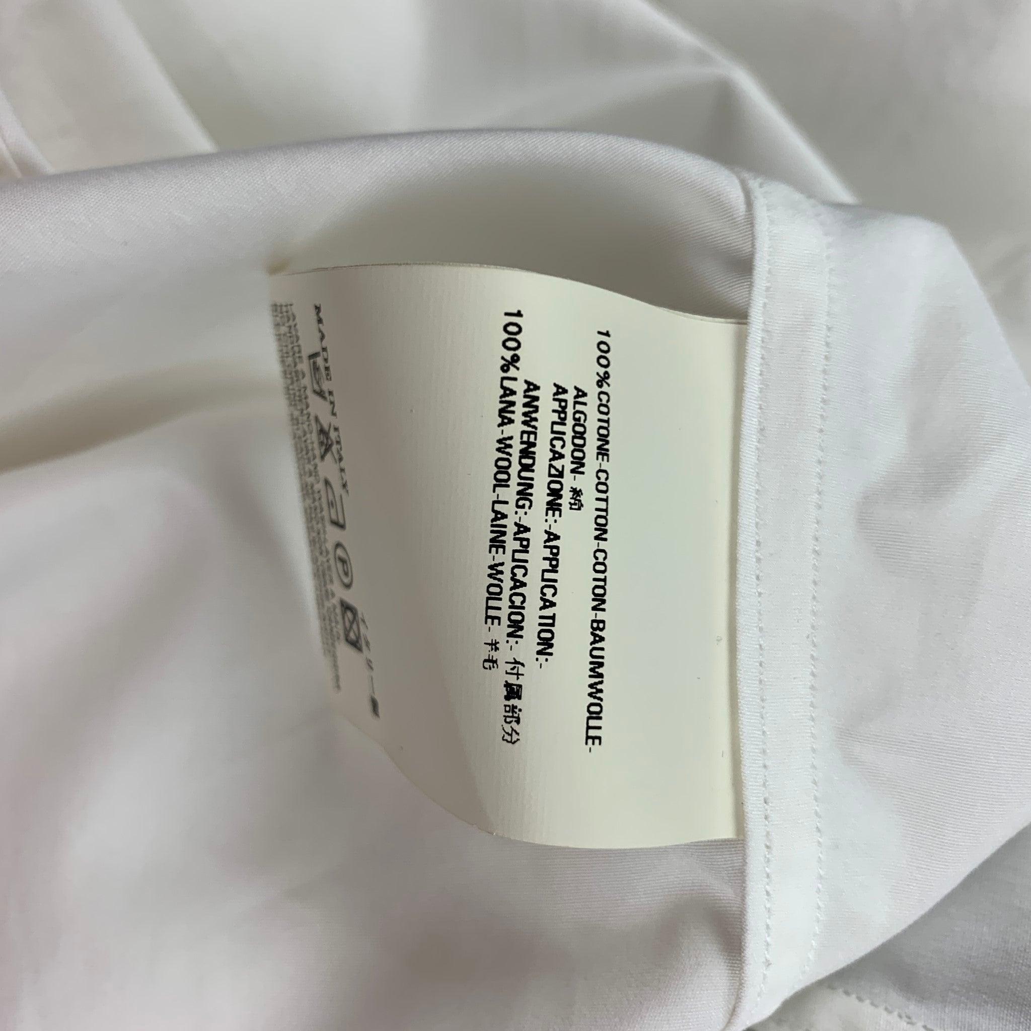 Men's DSQUARED2 Size XXS White Cotton Tuxedo Long Sleeve Shirt For Sale