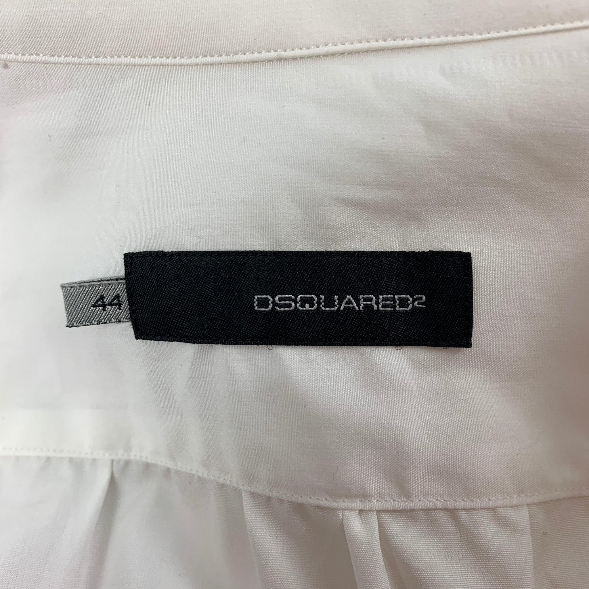 DSQUARED2 Size XXS White Cotton Tuxedo Long Sleeve Shirt For Sale 1