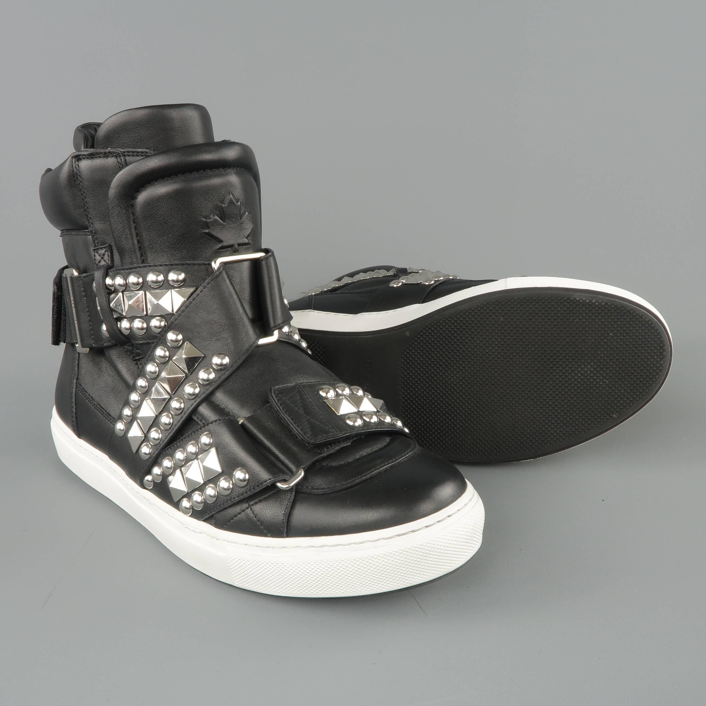 DSQUARED2 Sneakers -  9.5 Black Silver Studded Leather High Top 1