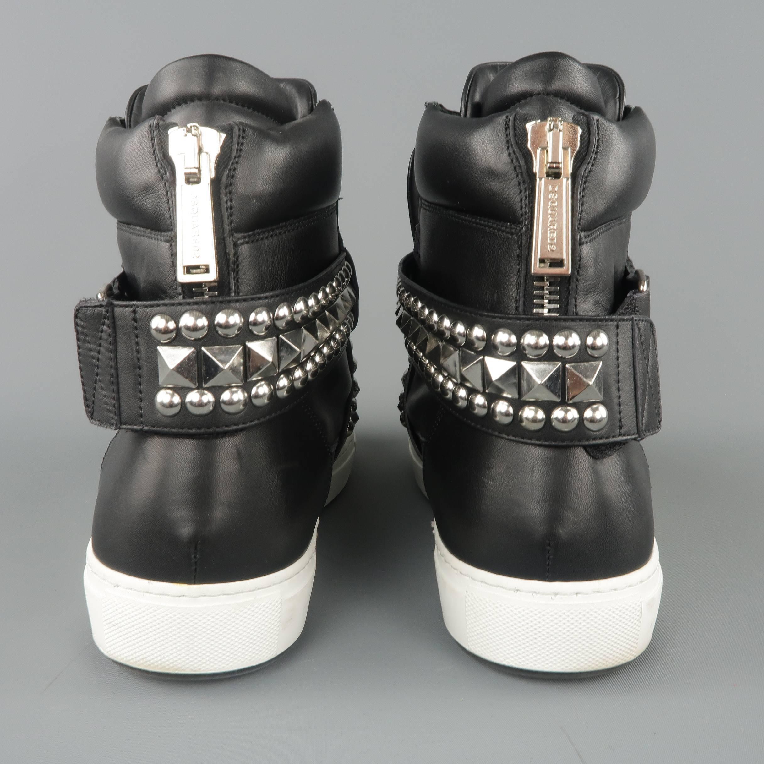 DSQUARED2 Sneakers -  9.5 Black Silver Studded Leather High Top 2