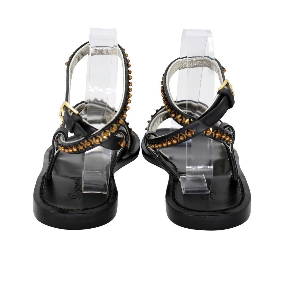 Dsquared2 Studded 35 Leather Slides Roman Sandals DS-S06013P-0003 For Sale 4