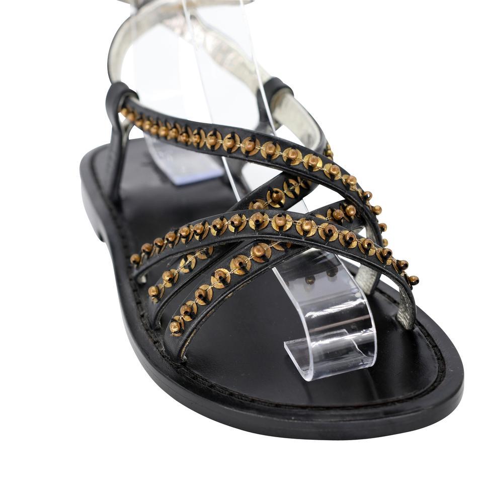 Dsquared2 Studded 35 Leather Slides Roman Sandals DS-S06013P-0003 For Sale 1