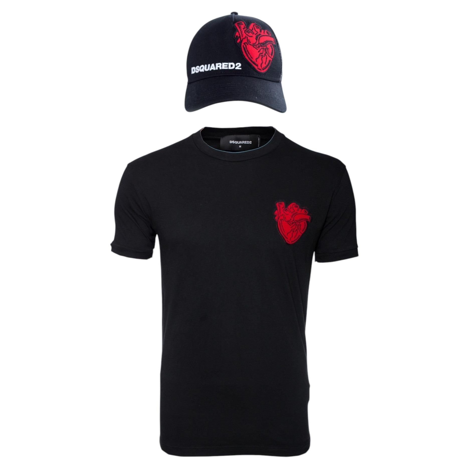 Dsquared2, Camiseta y gorra con corazón rojo
