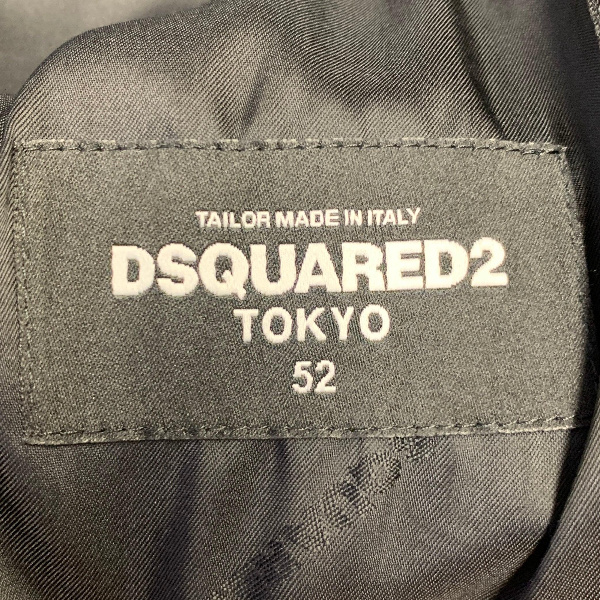DSQUARED2 TOKYO - Cappotto sportivo con risvolto a punta in cotone nero indaco Taglia 42 in vendita 2