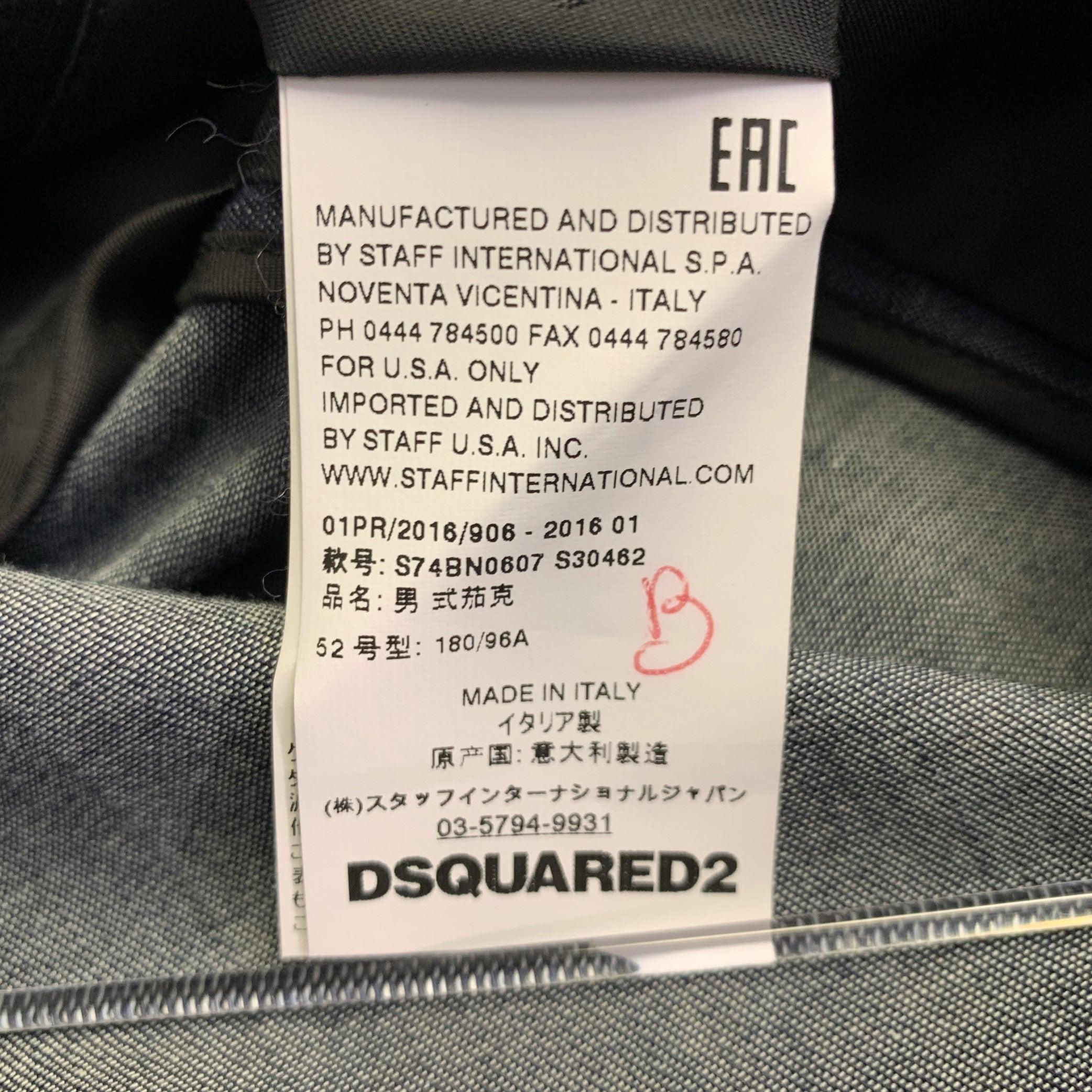 DSQUARED2 TOKYO - Cappotto sportivo con risvolto a punta in cotone nero indaco Taglia 42 in vendita 4