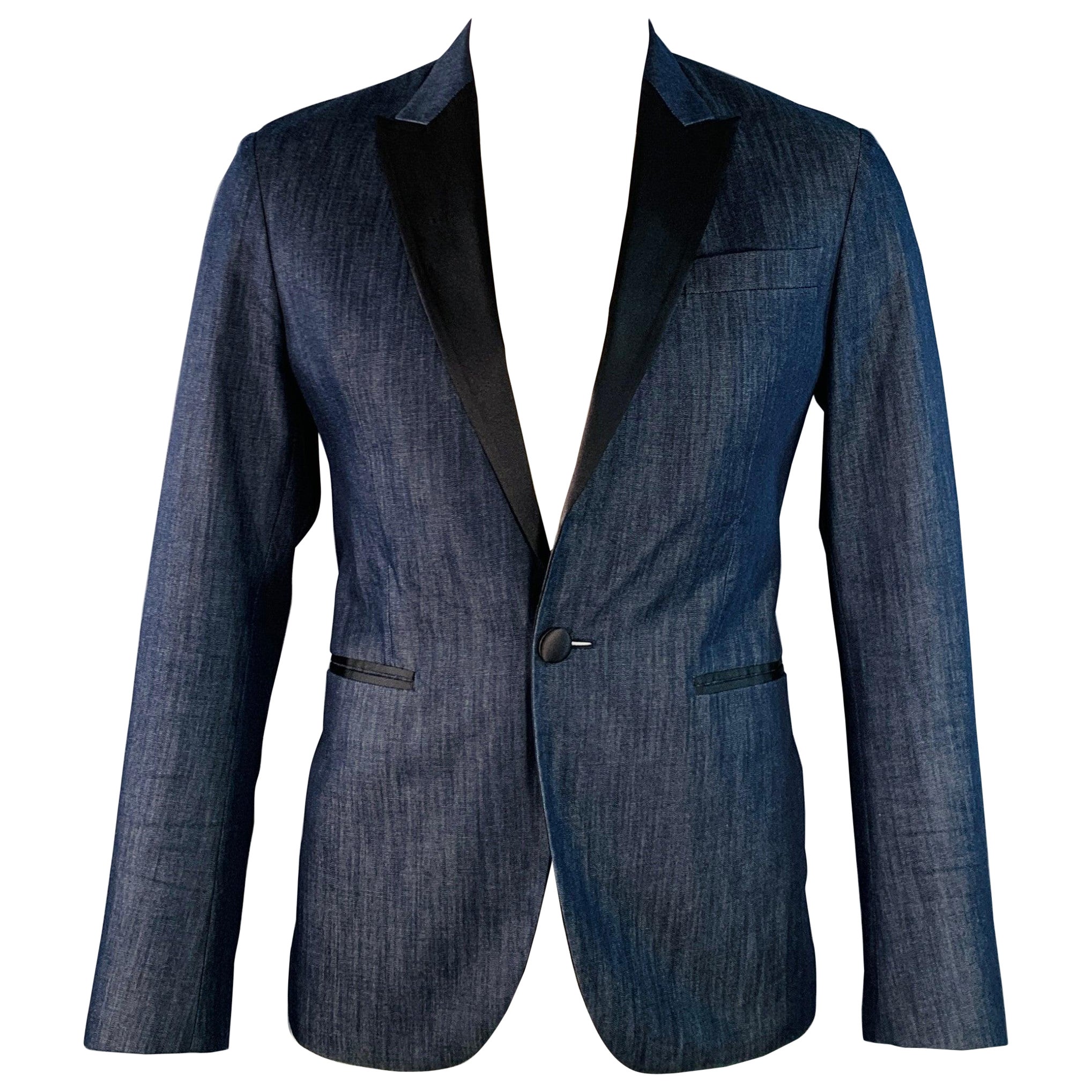 DSQUARED2 TOKYO - Cappotto sportivo con risvolto a punta in cotone nero indaco Taglia 42 in vendita