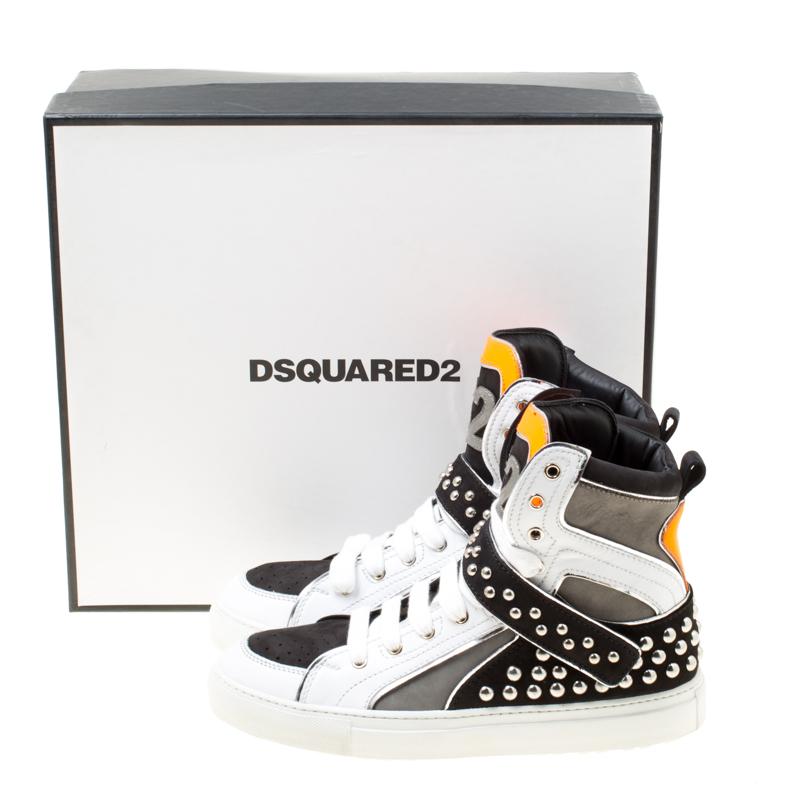 Dsquared2 Tricolor Suede And Leather Studded High Top Sneakers Size 41.5 3