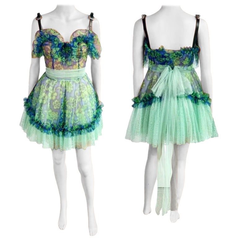 Dsquared2 Unworn S/S 2018 Bustier Corset Sheer Mesh Tulle Leather Buckle Dress Dsquared2 Unworn S/S 2018 Bustier Corset Sheer Mesh Tulle Leather Buckle Dress