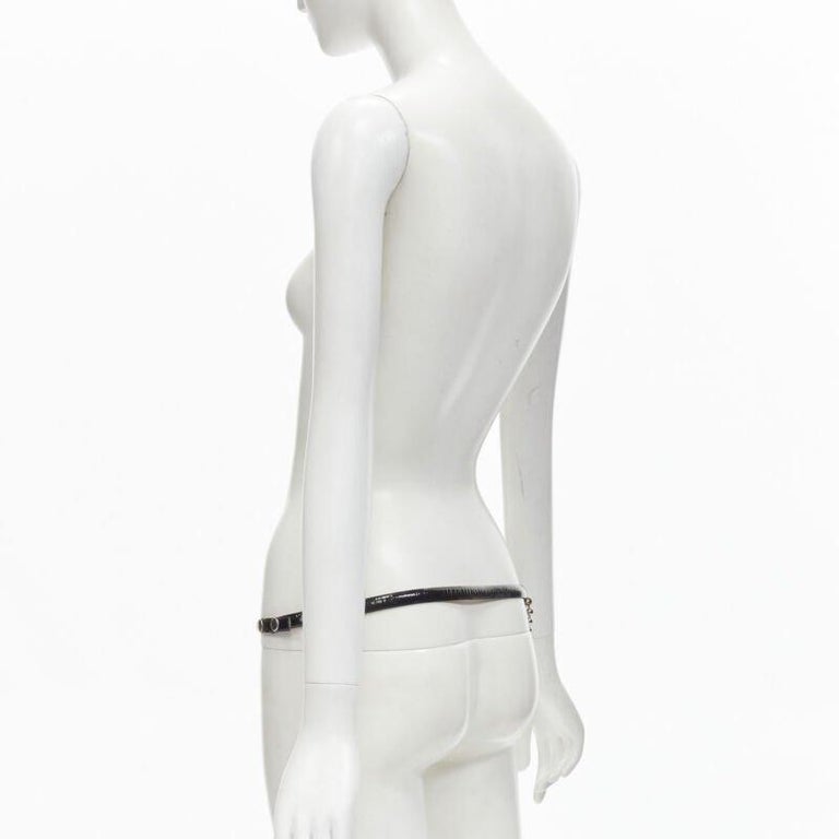 DSQUARED2 Vintage black patent leather bow silver ball chain  display picture 3