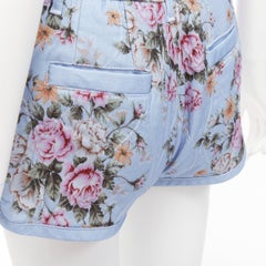 DSQUARED2 pantaloncini a vita alta in misto cotone trapuntati a fiori vintage IT36 S
