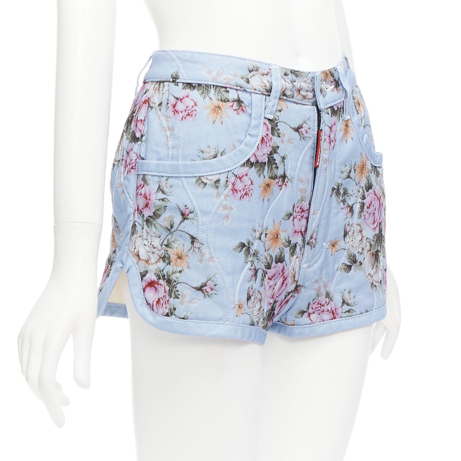 DSQUARED2 vintage floral quilted cotton blend high waisted bloomer shorts IT36 S In Excellent Condition For Sale In Hong Kong, NT