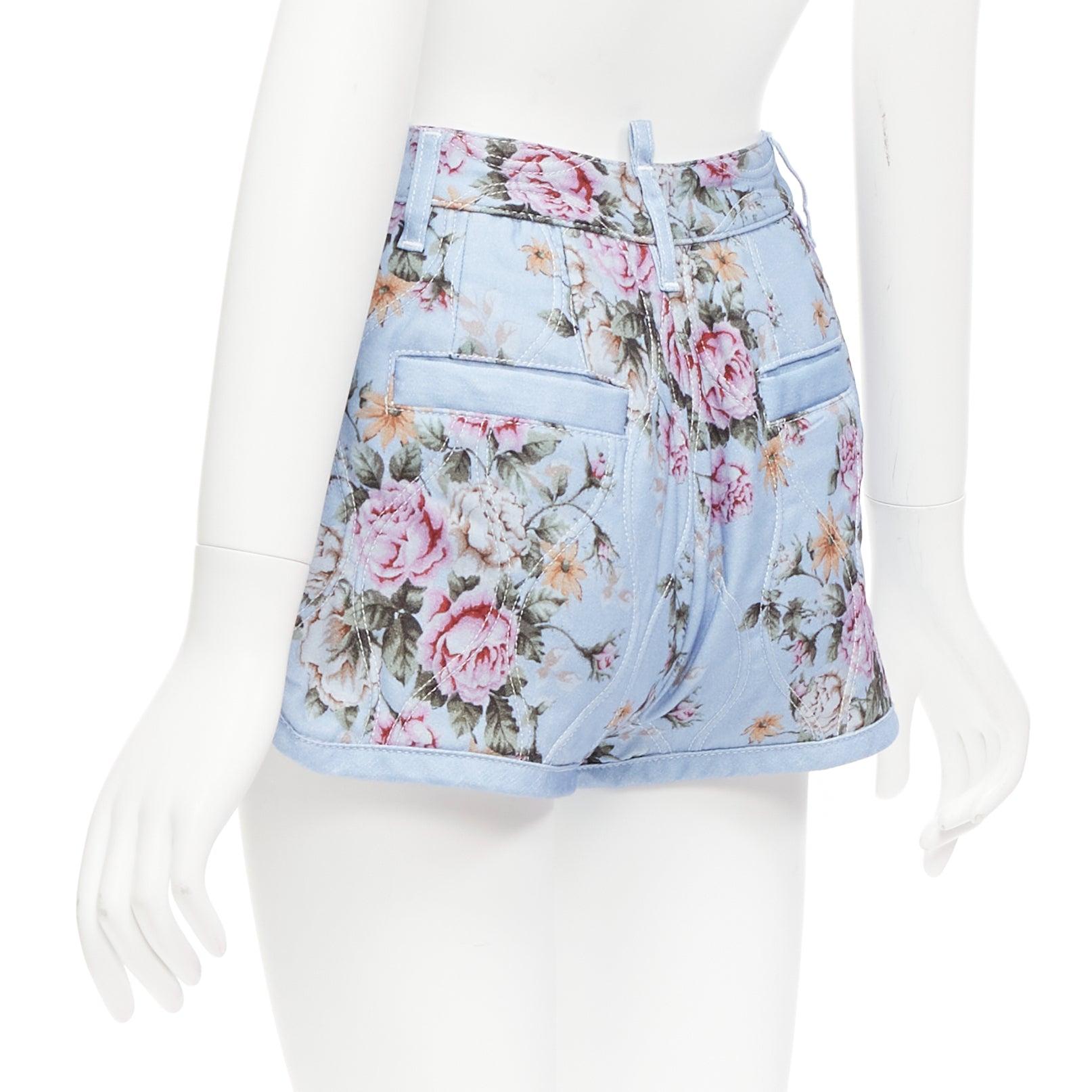 DSQUARED2 vintage floral quilted cotton blend high waisted bloomer shorts IT36 S For Sale 2