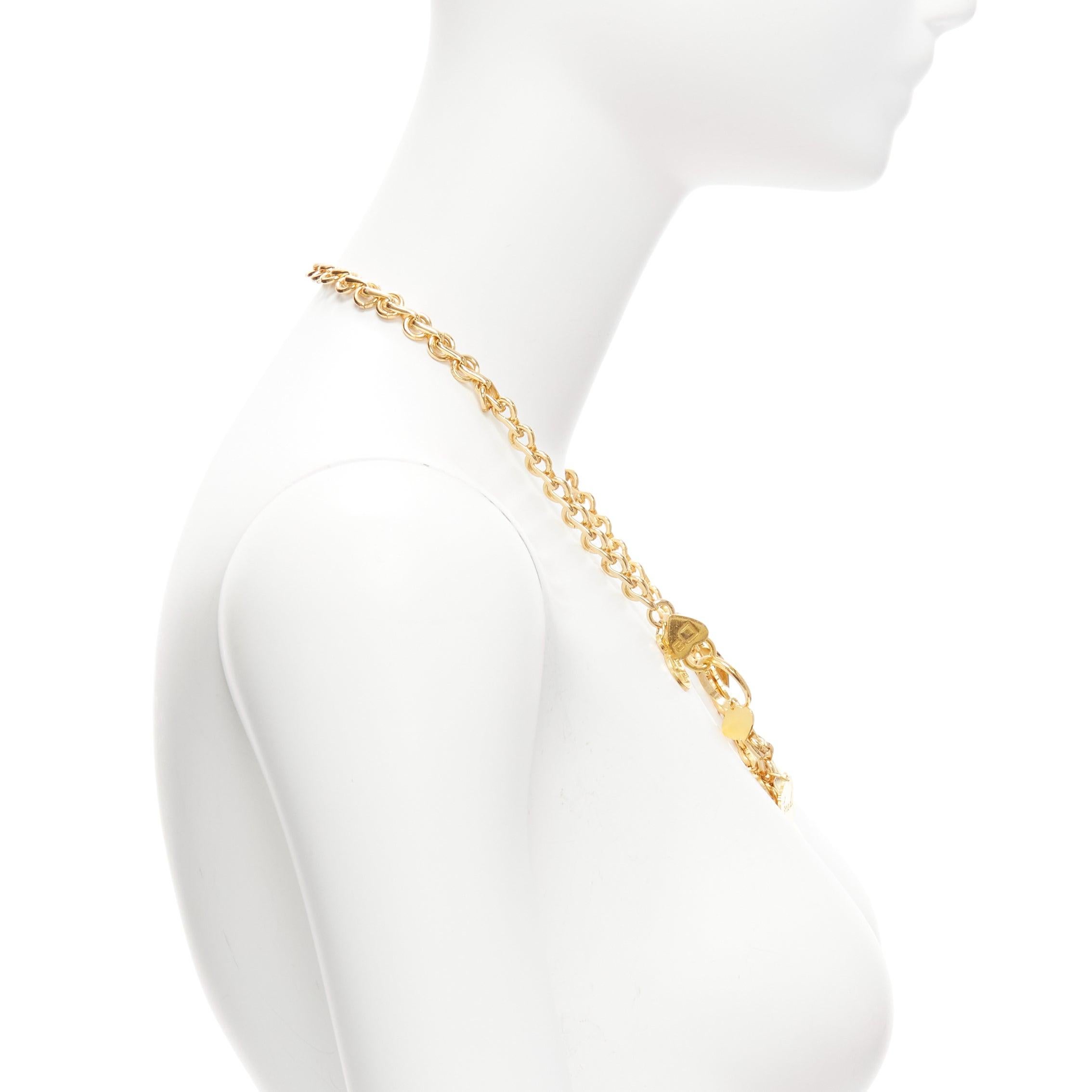 Women's DSQUARED2 Vintage gold-tone Boys Names heart breaker charms princess necklace For Sale