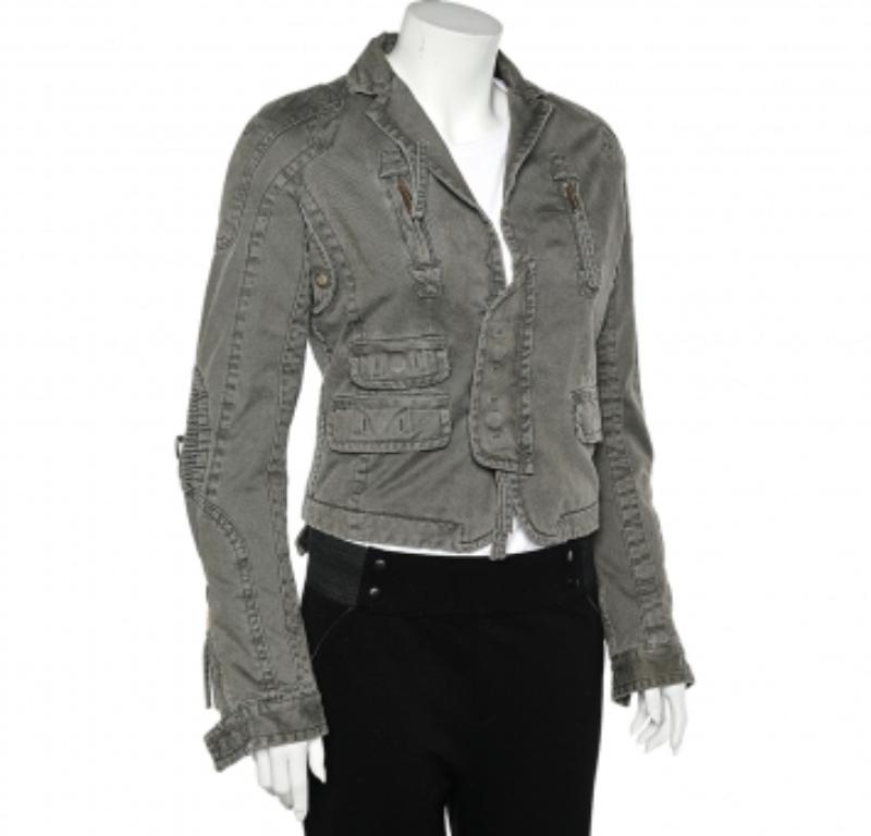 Dsquared2 Chaqueta Utility Vintage de algodón caqui desgastado XXS en venta 1