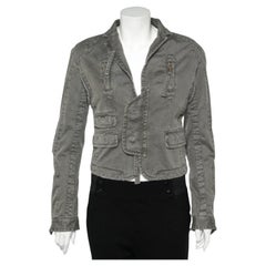 Dsquared2 Vintage Khaki Cotton Distressed Utility Jacket XXS