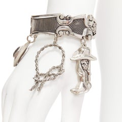 DSQUARED2 Vintage silver metal Western Cowboy charm cuff bangle
