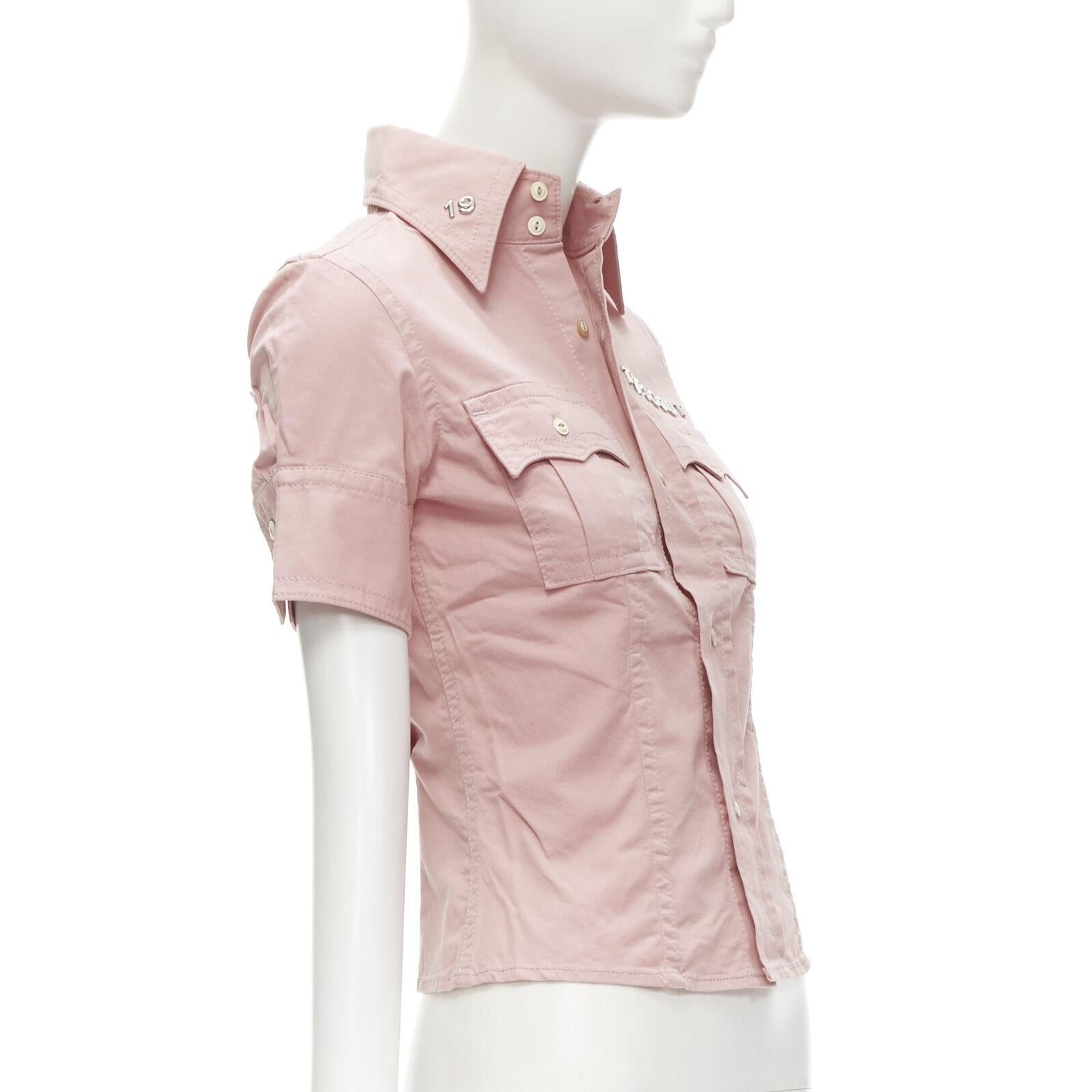 Beige DSQUARED2 Vintage Topscout 1964 pink girl scout uniform shirt IT38 XS