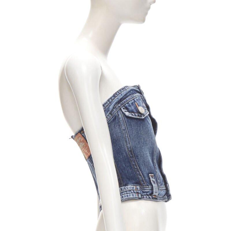 Dsquared2 Vintage Y2K bleu lavé denim désossé bustier top IT38 Xs Excellent état - En vente à Hong Kong, NT