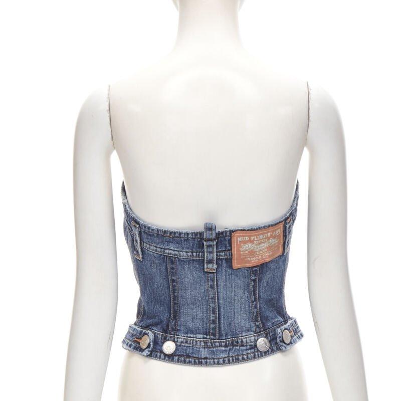 Dsquared2 Vintage Y2K bleu lavé denim désossé bustier top IT38 Xs Pour femmes en vente