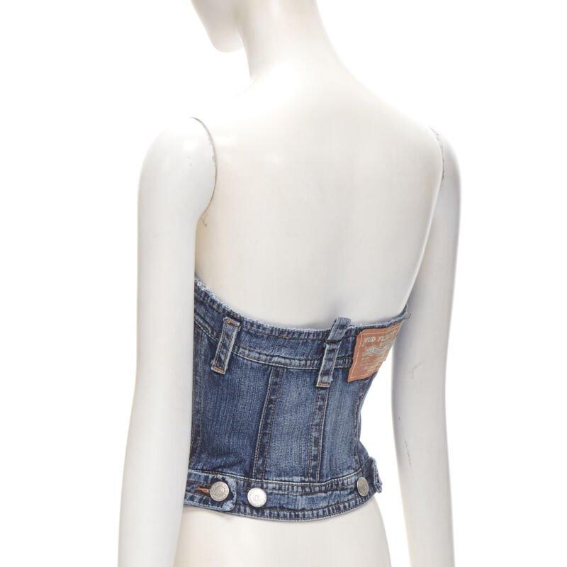 Dsquared2 Vintage Y2K bleu lavé denim désossé bustier top IT38 Xs en vente 1