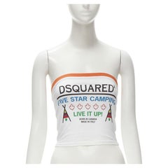 DSQUARED2 Vintage Y2K Five Star Camping white cotton tube top S