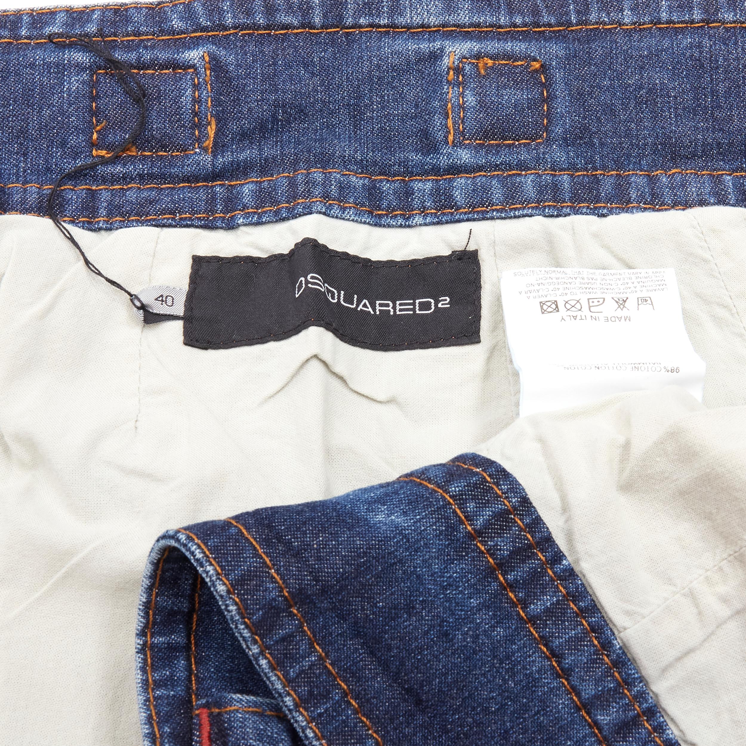DSQUARED2 Vintage Y2K washed blue denim zip off shoulder cropped top IT40 S 3