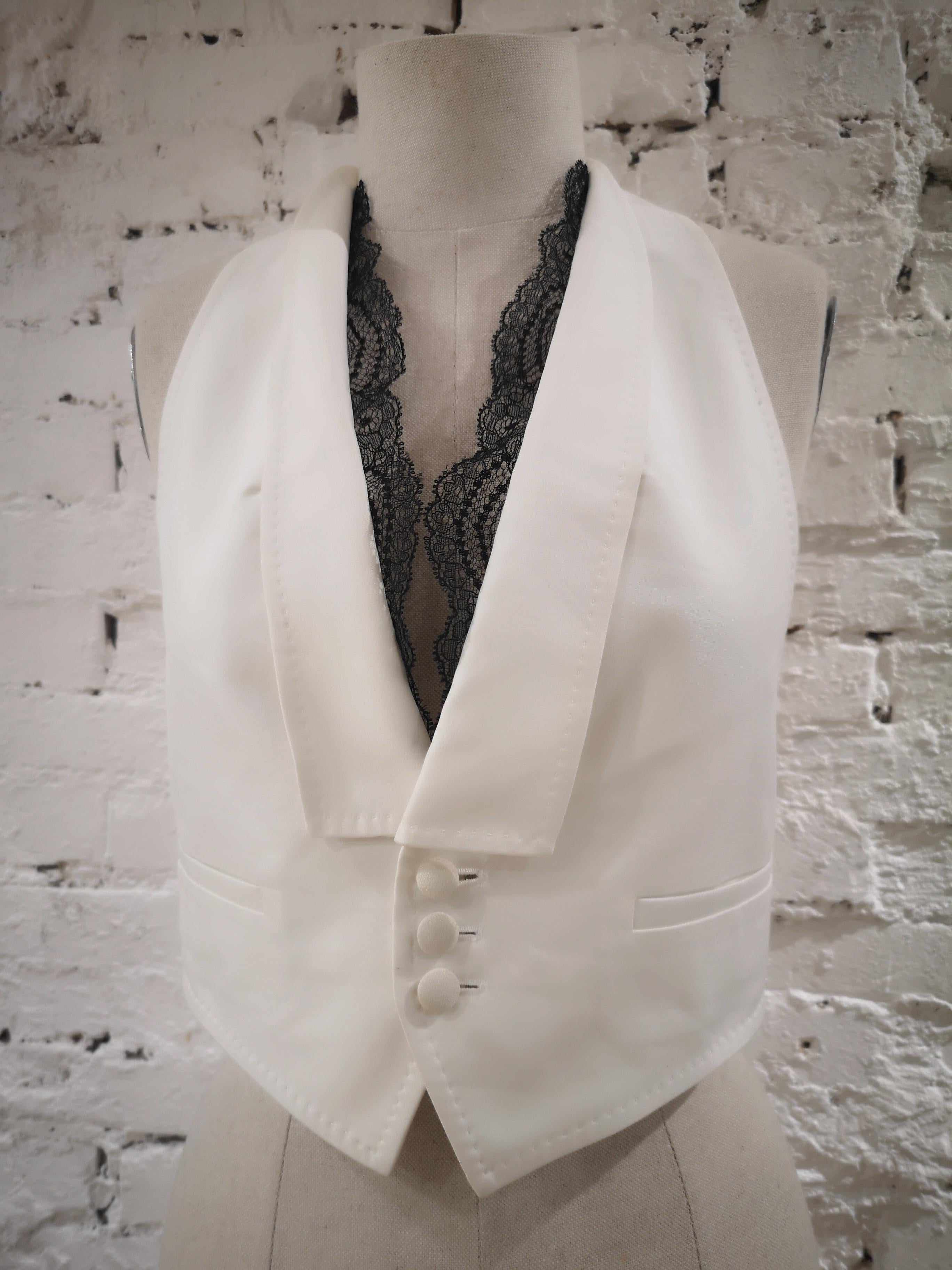 Gray Dsquared2 white black lace vest