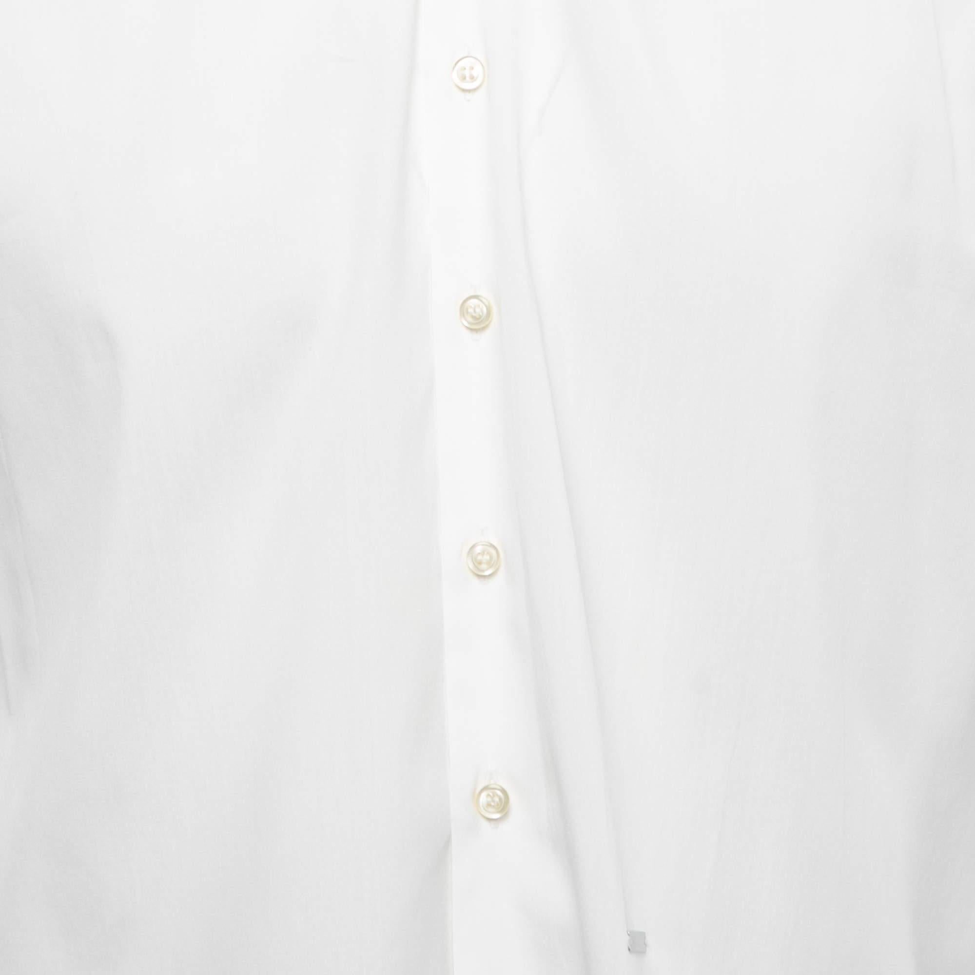 Dsquared2 White Cotton Button Front Full Sleeve Shirt S In Good Condition For Sale In Dubai, Al Qouz 2