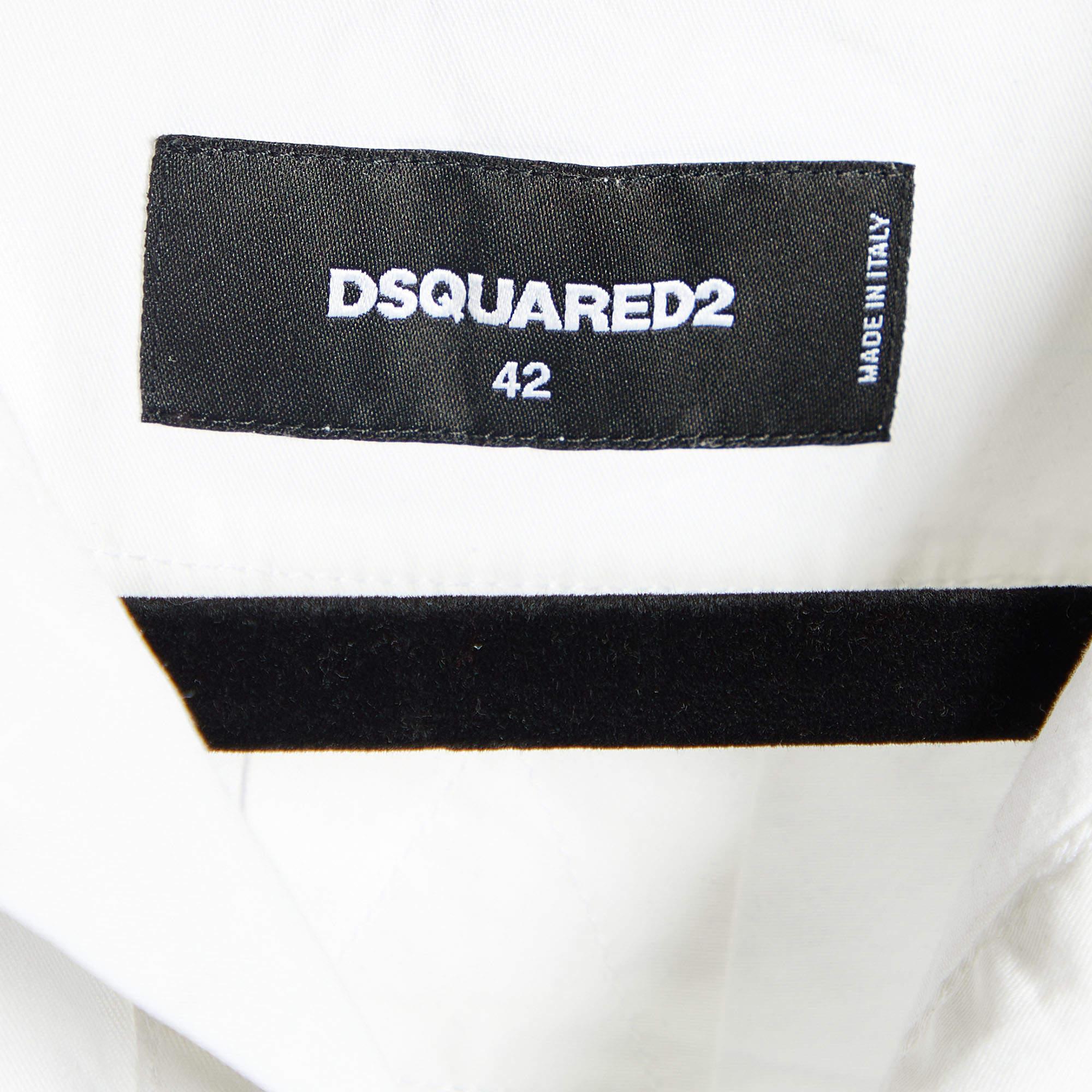 Dsquared2 - Robe droite boutonnée sur le devant en coton blanc M Bon état - En vente à Dubai, Al Qouz 2