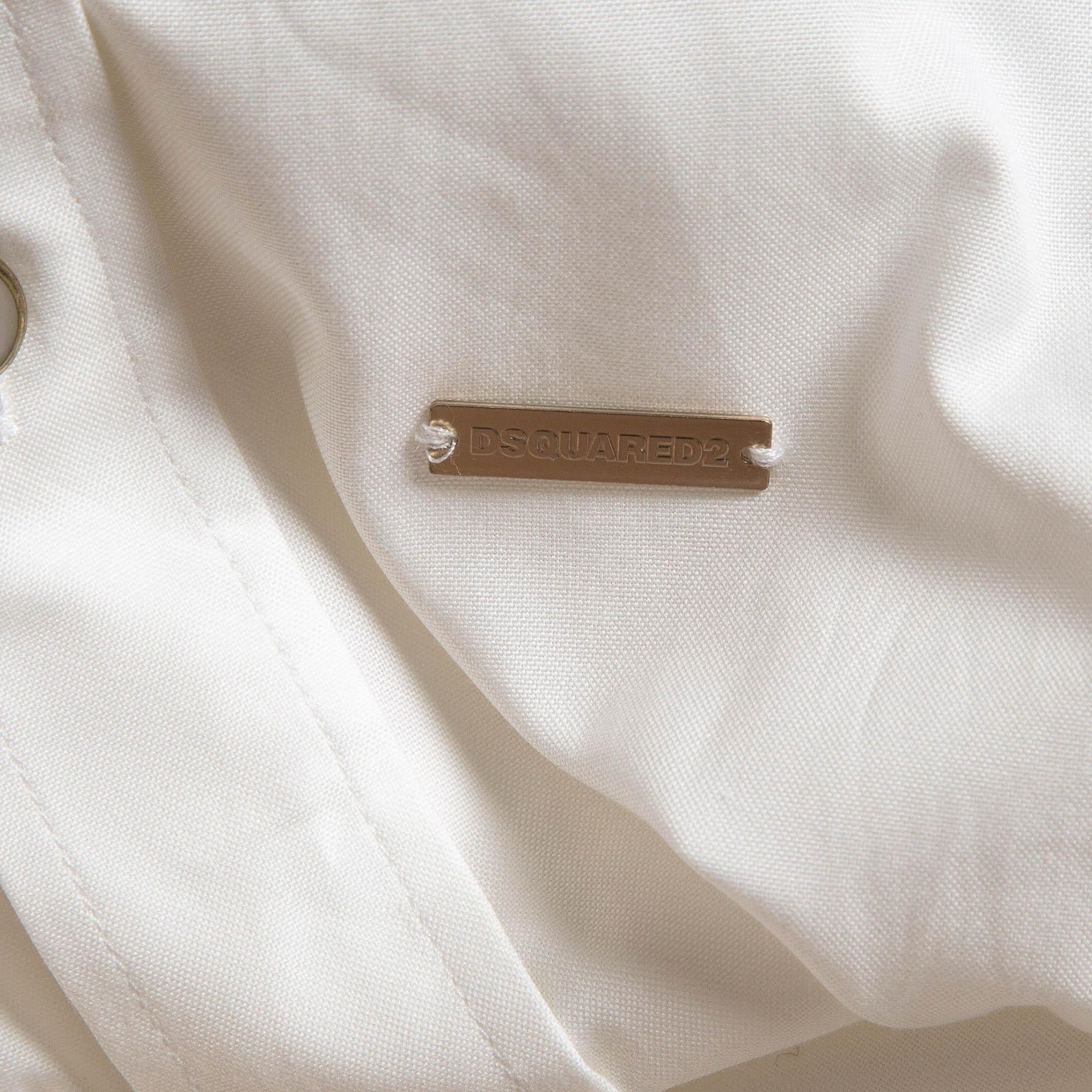 Dsquared2 White Cotton Buttoned Long Sleeve Shirt M In Good Condition For Sale In Dubai, Al Qouz 2