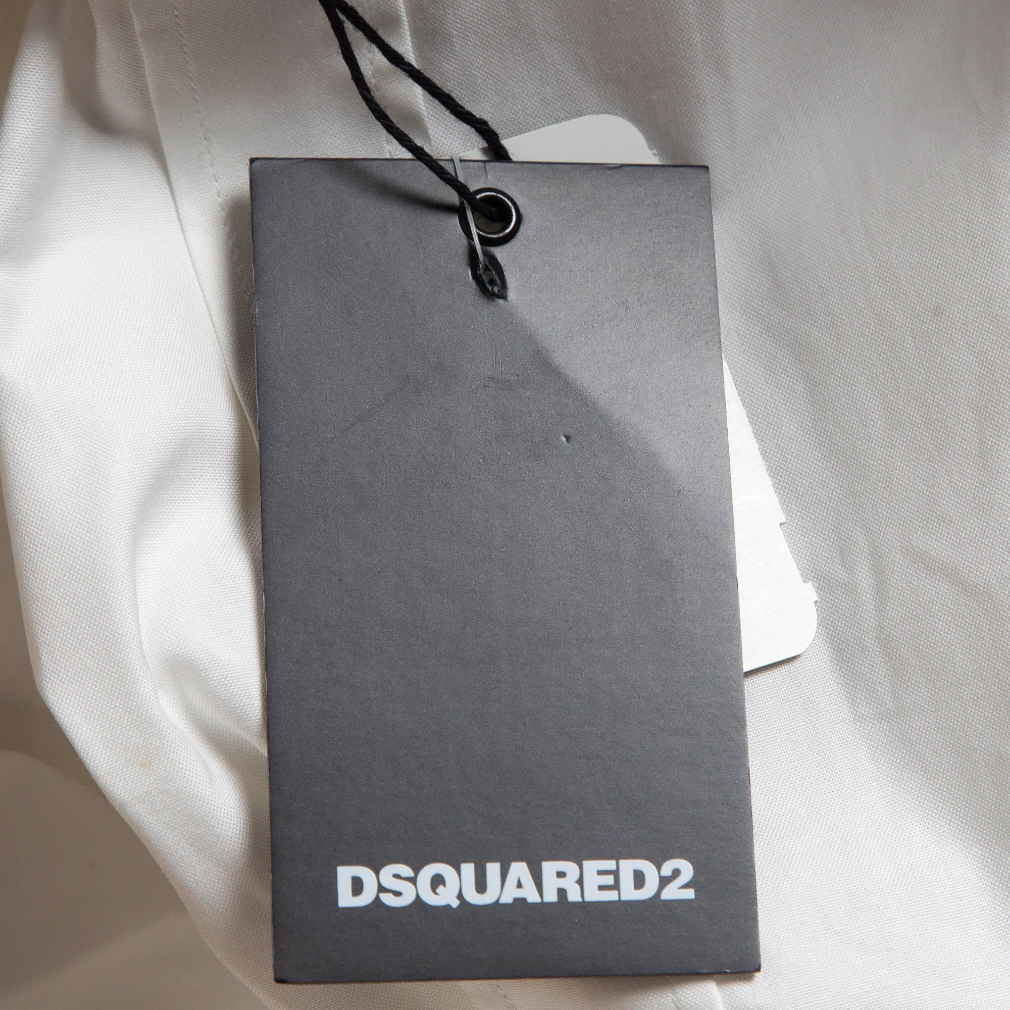 Women's Dsquared2 White Cotton Buttoned Long Sleeve Shirt M For Sale
