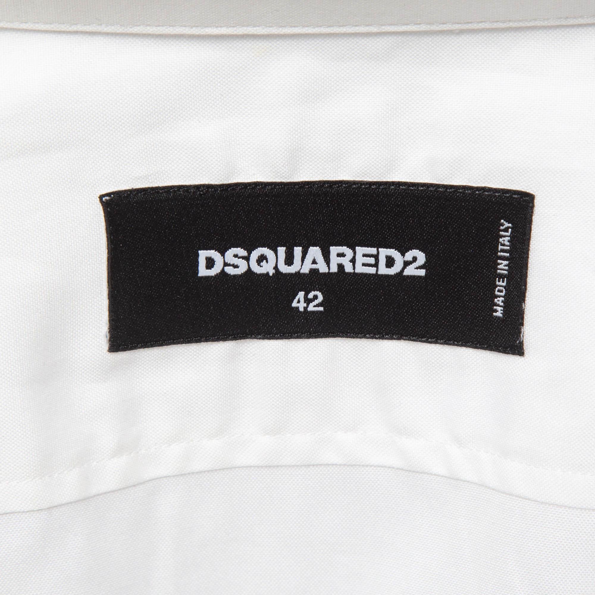 Dsquared2 White Cotton Buttoned Long Sleeve Shirt M For Sale 1