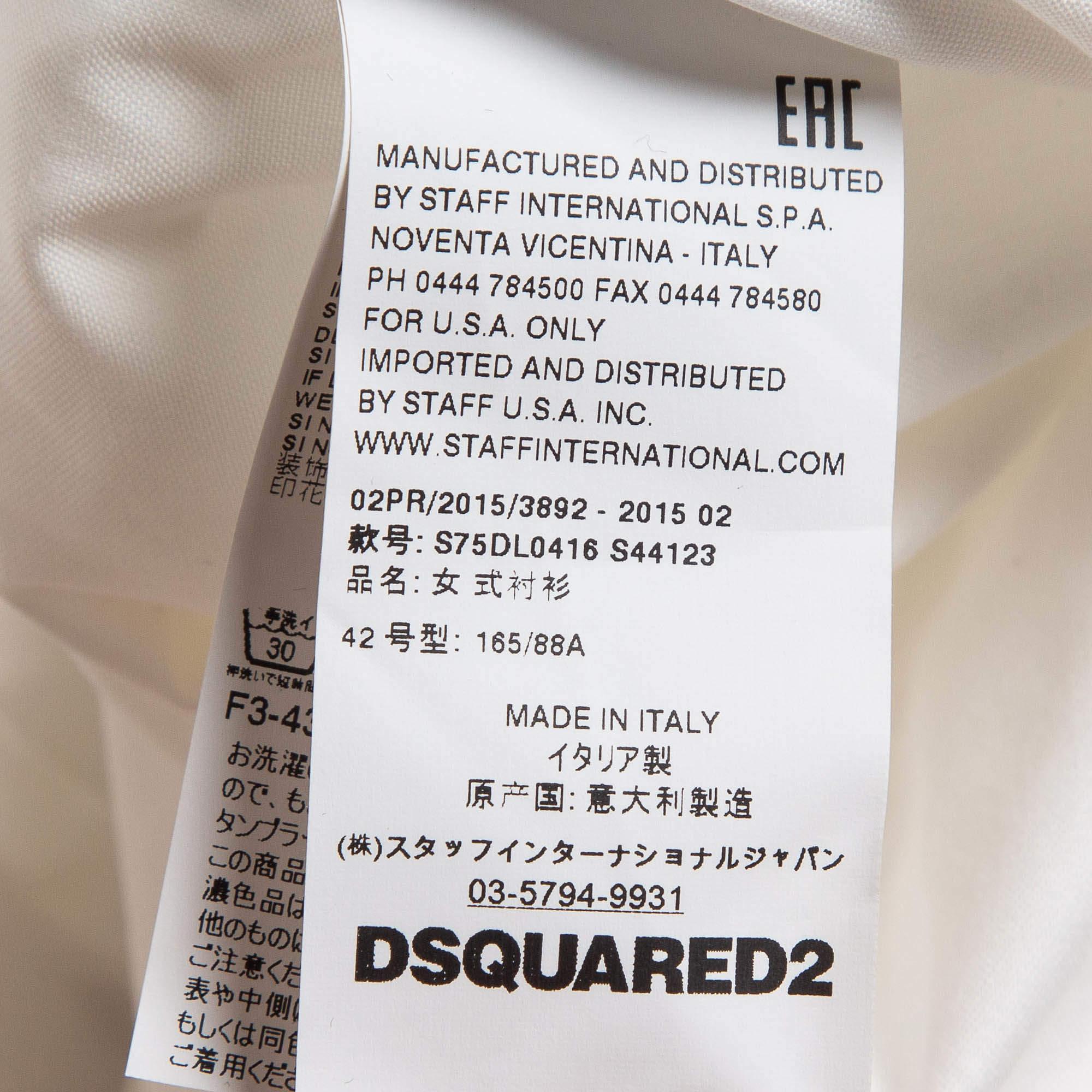 Dsquared2 White Cotton Buttoned Long Sleeve Shirt M For Sale 3