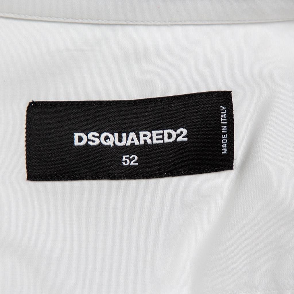 Dsquared2 White Cotton Chain Detail Button Front Shirt XL 1