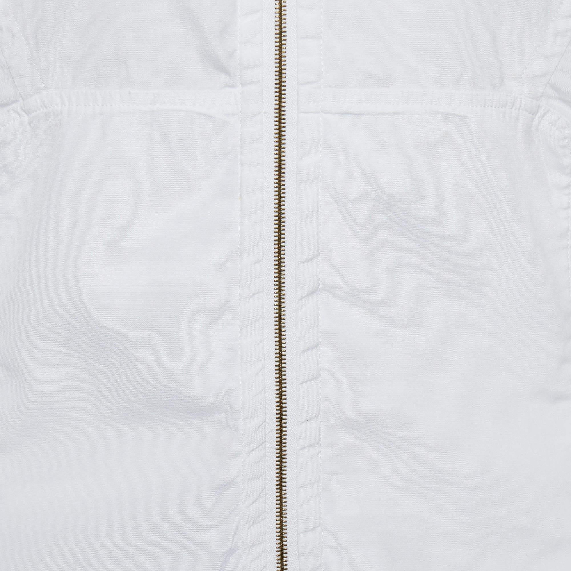 Gray Dsquared2  White Cotton Zip Front Shirt L For Sale