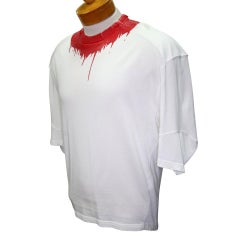 Dsquared2 White DSQ2 Logo Neck Blood Splatter Men's Classic M Tee Shirt