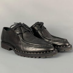 DSQUARED2 Worlds End Size 9 Black Leather Studded Lace Up Shoes