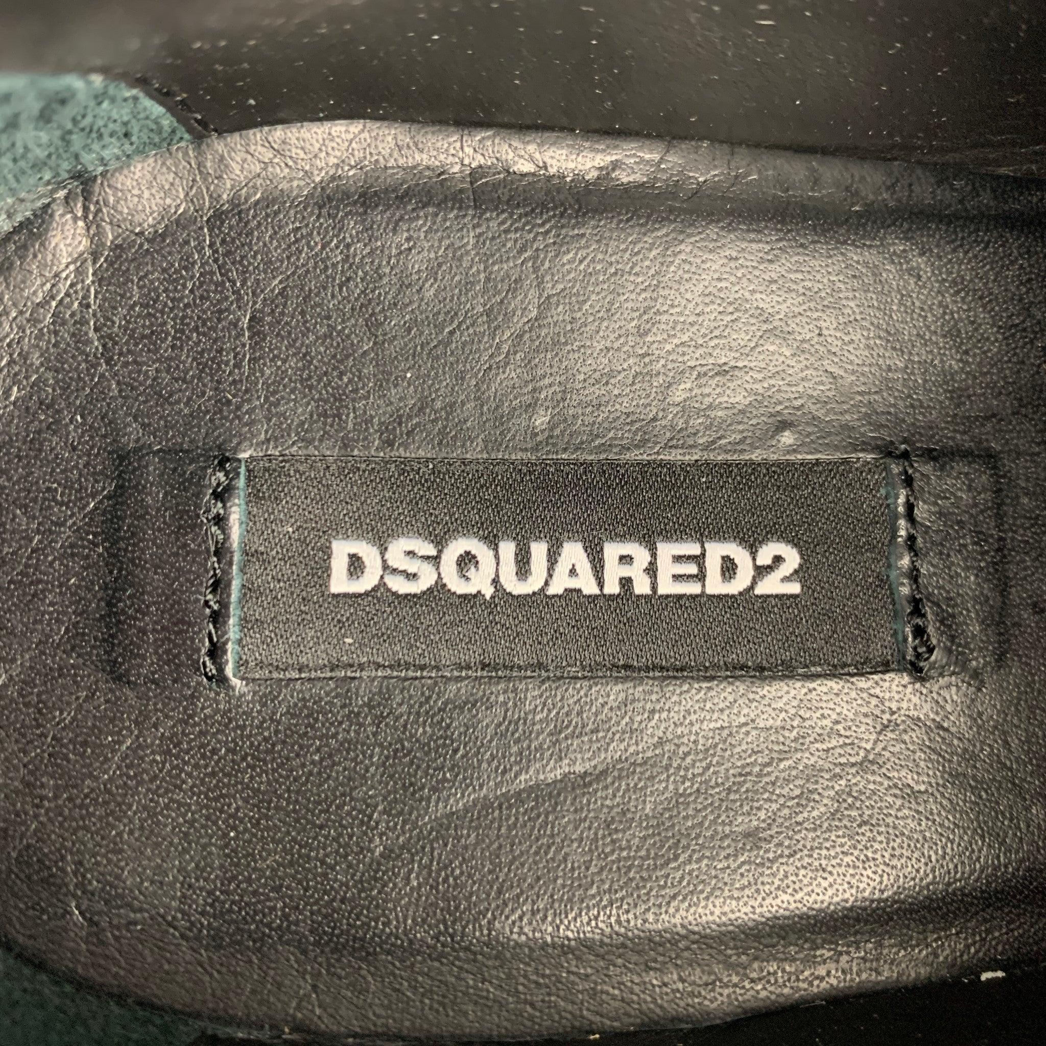 DSQUARED2 Worlds End Größe 9 Schwarze Leder Schuhe mit Nieten und Schnürung im Angebot 3