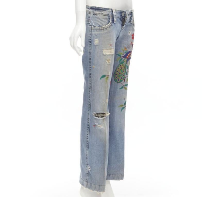 Gray DSQUARED2 Y2K blue washed distressed denim peacock cropped jeans IT38 XS