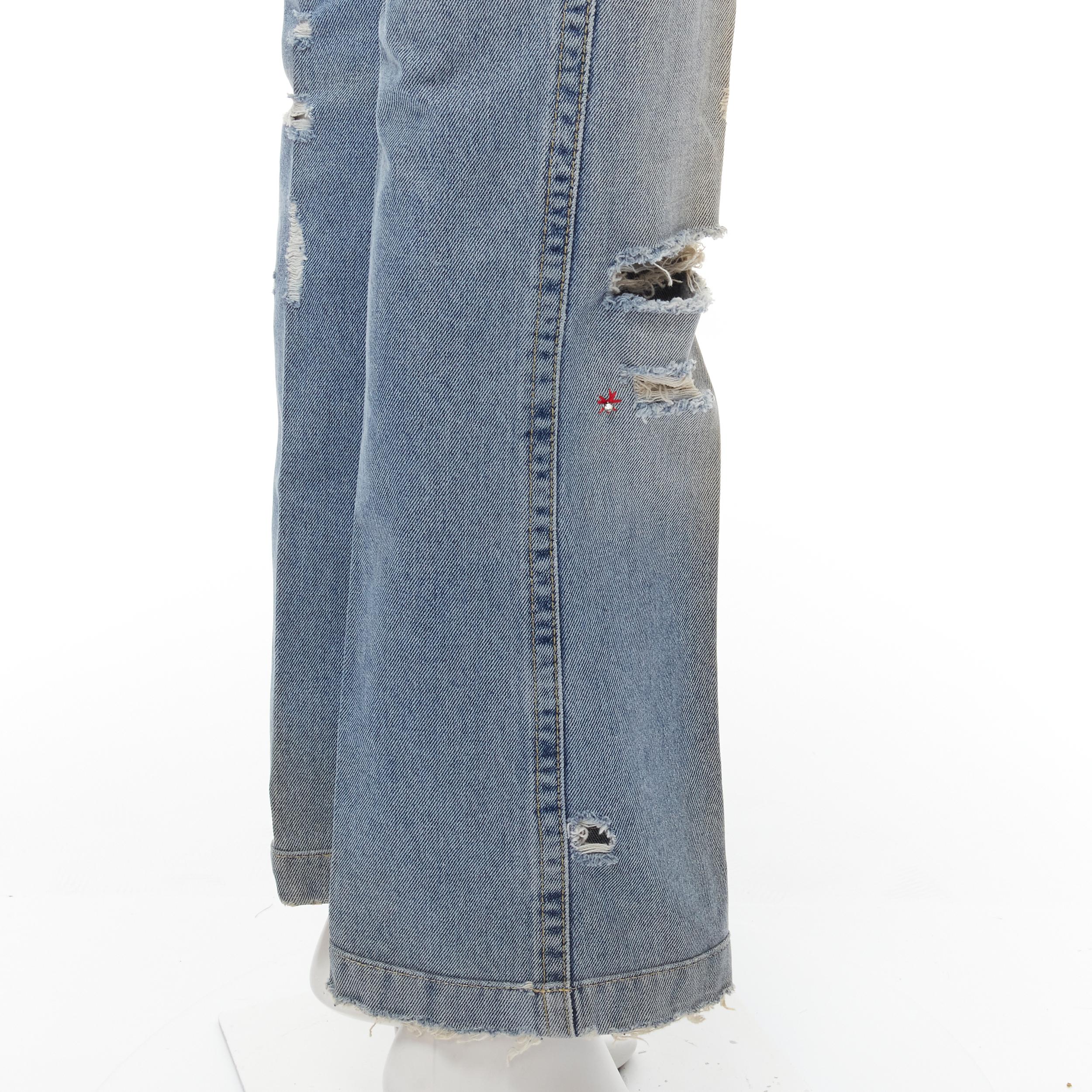 Women's DSQUARED2 Y2K blue washed distressed denim peacock cropped jeans IT38 XS For Sale