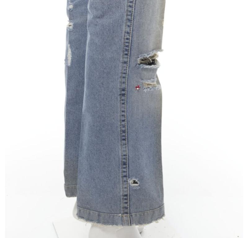 DSQUARED2 Y2K blue washed distressed denim peacock cropped jeans IT38 XS 3