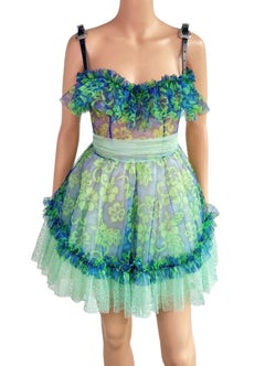 Dsquared2 Unworn S/S 2018 Bustier Corset Sheer Mesh Tulle Leather Buckle Dress