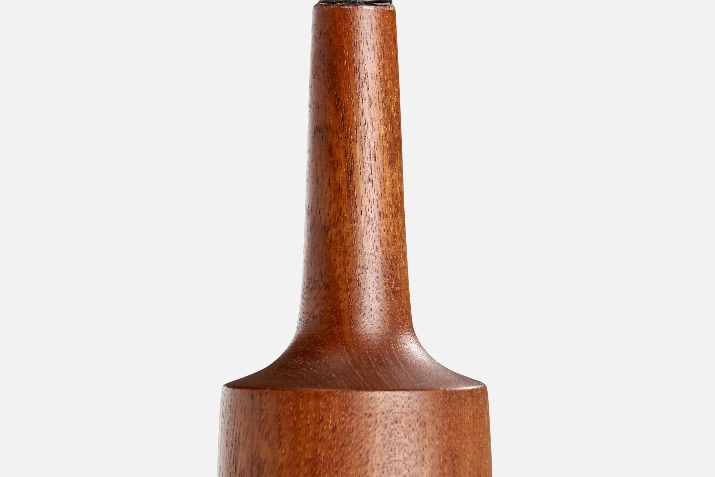 Metà XX secolo D. A. Kunst, Lampada da tavolo, Teak, Danimarca, anni '50 in vendita