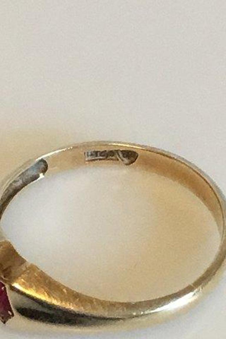 antique gold ring with red stone