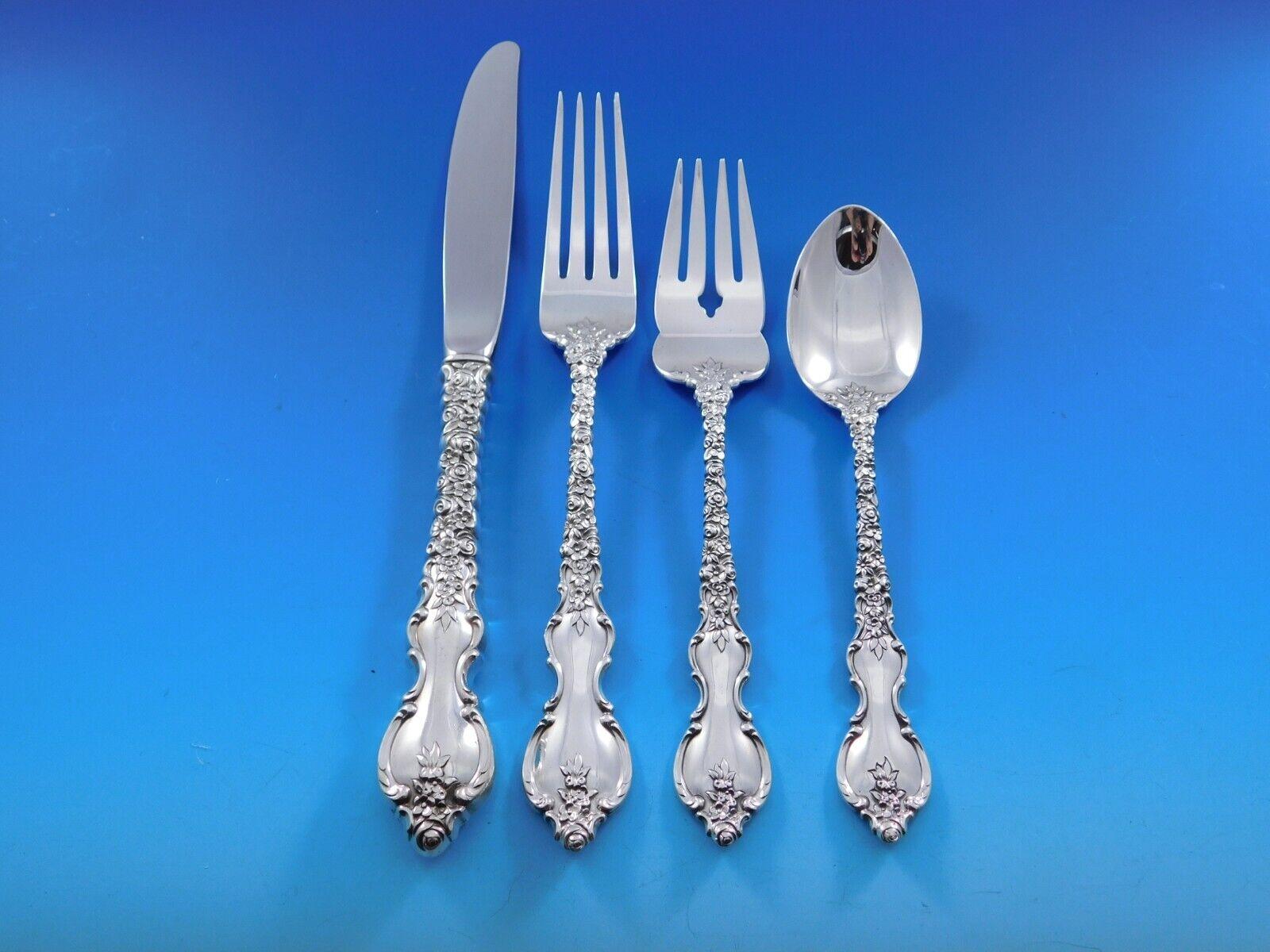Du Barry by International Sterling Silver Flatware Service 12 Set 65 pieces In Excellent Condition For Sale In Big Bend, WI